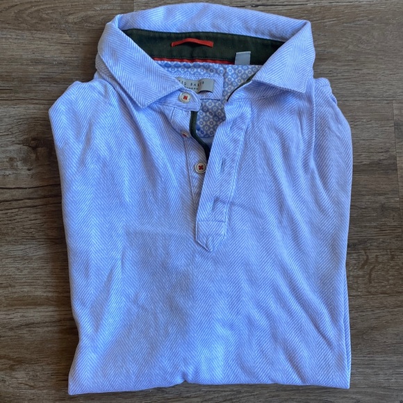 Ted Baker London Man Blue Short Sleeve Collar Polo Shirt Size XXL - Picture 1 of 5
